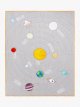Outer Space Quilted Bedspread, Grey/Blue